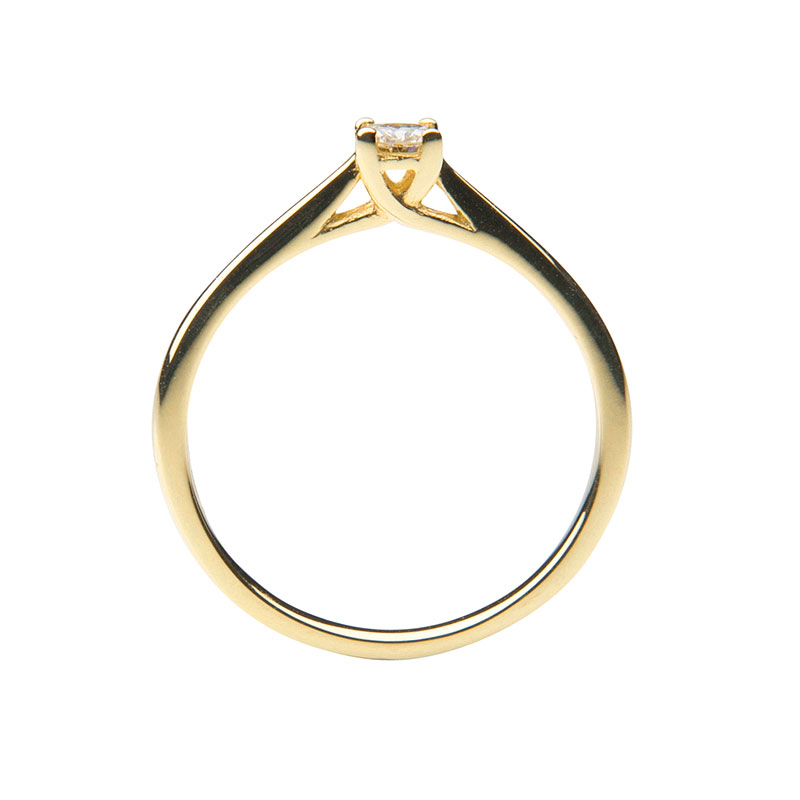 Solitaire ring 14 ct yellow  gold 0,20ct
