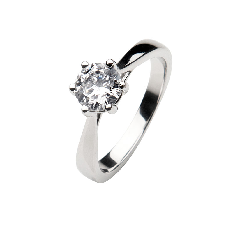 Solitaire ring 14 ct white gold 0,5ct
