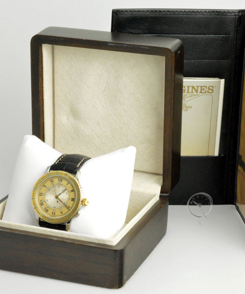 Longines Lindbergh automatic hoursanglewatch with goldbezel