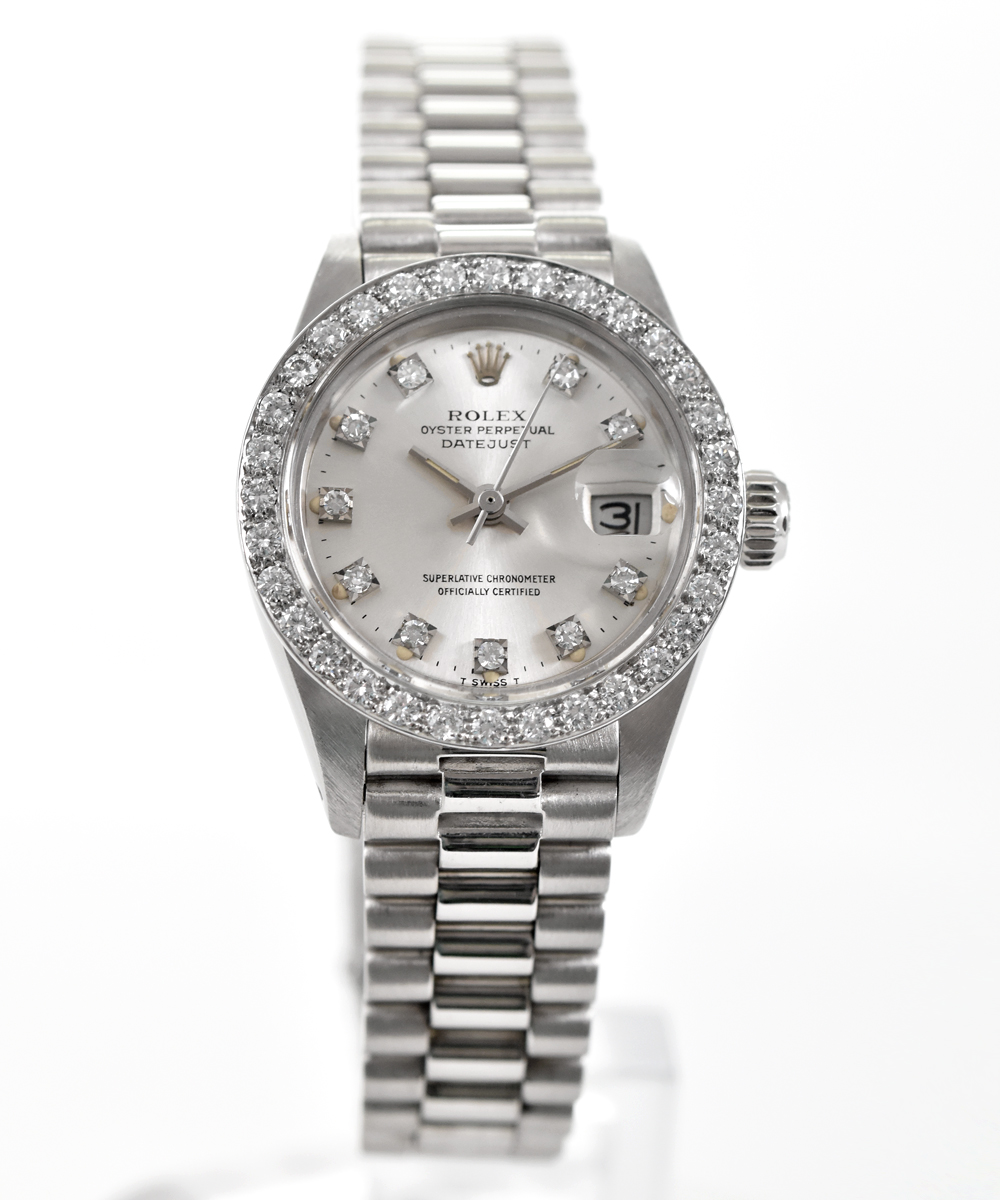 Rolex Datejust Lady white gold ref. 6917 - LC100 with aftermarket brilliant bezel