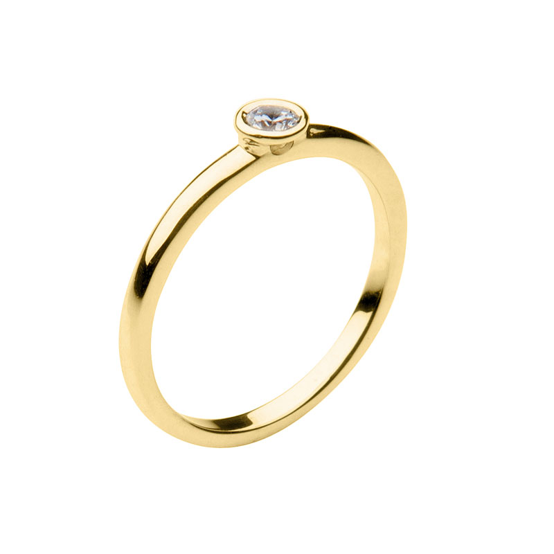 Solitaire ring 14 ct yellow  gold 0,10ct