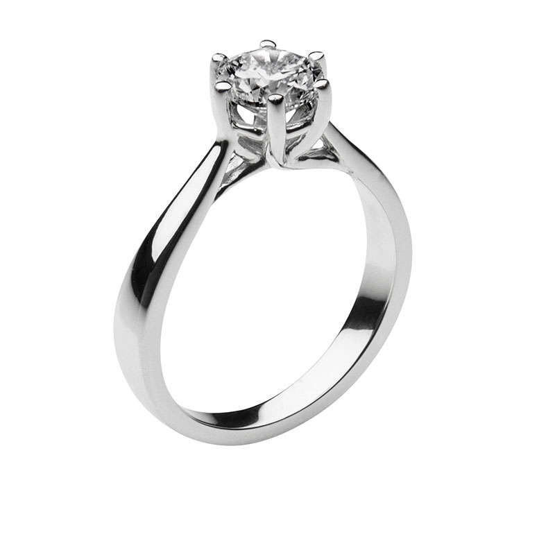 Solitaire ring 14 ct white gold 0,5ct