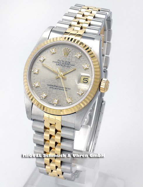 Rolex Datejust Medium in steel/gold with diamond dial