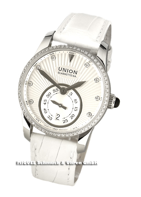 Union Seris females watch small seconds with brilliant gemmed bezel