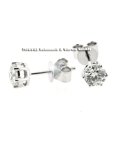 Brilliant earrings in 18 ct whitegold - Alltogether 1 ct - Caution: 33,1% off!
