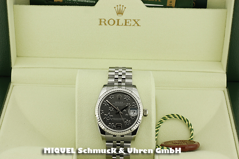 Rolex Oyster Datejust Medium with bezel in whitegold