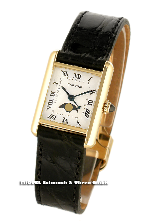 Cartier Tank in yellow gold with moonphase
