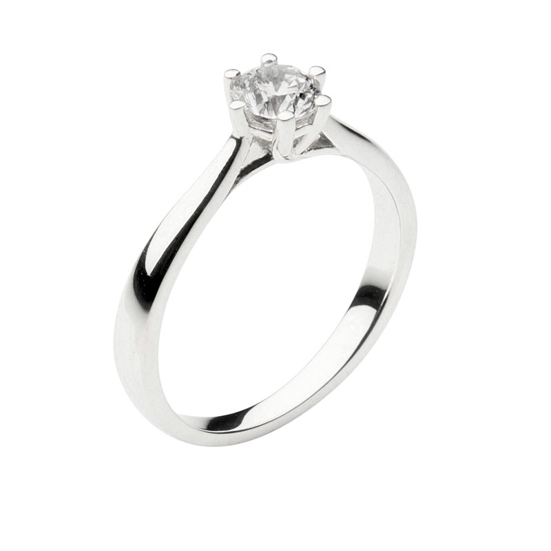 Solitaire ring 14 ct white gold 0,25ct
