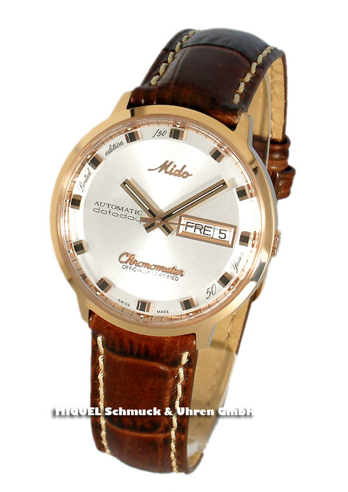 Mido Commander Datoday Chronometer limited in 18 ct rose gold