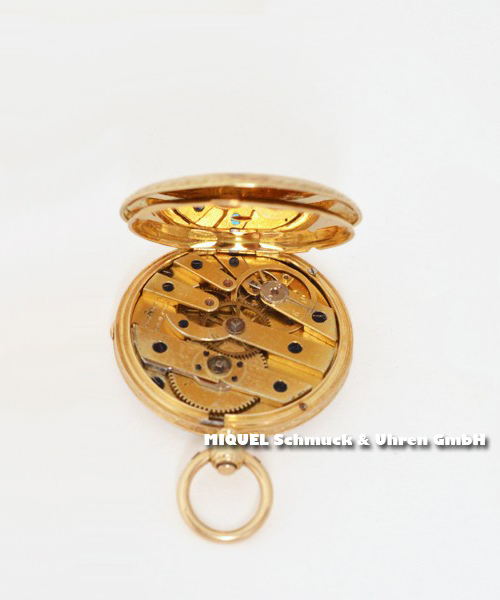 Kleine goldene Taschenuhr aus 750er Geldgold - sehr flach, selten