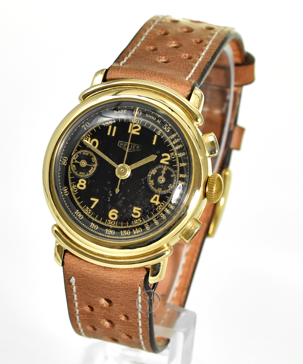 Heuer chronograph yellow gold 18ct Cal. Landeron 11