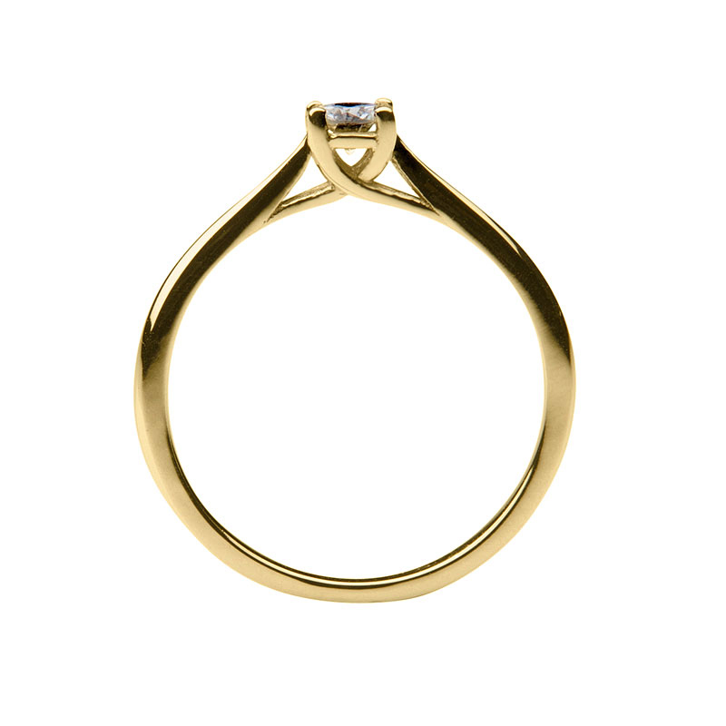 Solitaire ring 14 ct yellow  gold 0,25ct